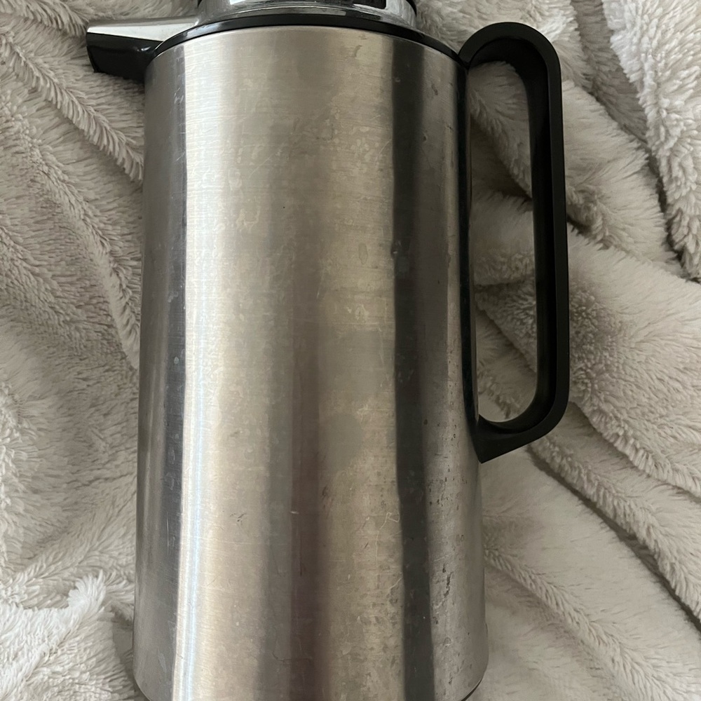 Corning Thermique Vintage Thermos Insulated Black & Stainless Steal Carafe